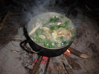 Mijotage de la soupe porc-champignon